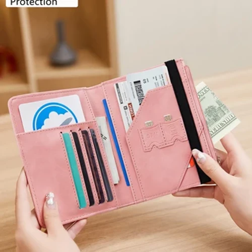 Fashionable and minimalist RFID travel passport set PU multifunctional business card/credit card/change passport wallet neutral