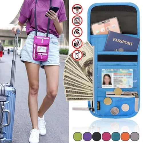 Rfid Blockingผู้ถือหนังสือเดินทางกระเป๋าสตางค์กระเป๋าคอกระเป๋าAnti-Theft 1Xกระเป๋าเดินทางในต่างประเทศกระเป๋าหนังสือเดินทางMulti-Functional