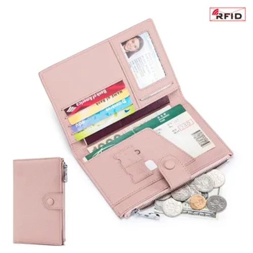 Ægte læder RFID Ultra-tynd multifunktionel pastaske til kvinders nye pung Billetholder pas dokumentpung