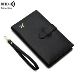 Leder-RFID-Reisepasshülle, multifunktional, tragbar, große Kapazität, Passclip, Diebstahlschutz-Geldbörse, Reise