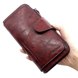 Moteriška piniginė iš odinės Piniginės Trys sulankstomos VINTAGE Moteriškos piniginės mobilusis telefonas Piniginė Moteriška moneta Piniginė Carteira Feminina