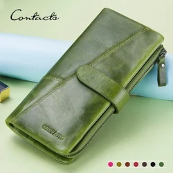 CYSYLLTWCH Â Waledi Lledr Ddiffuant ar gyfer Merched Ffasiwn Hir Deiliaid Cerdyn Pyrsiau Merched Bag Benywaidd Pyrsiau Coin Zip Waledi Merched