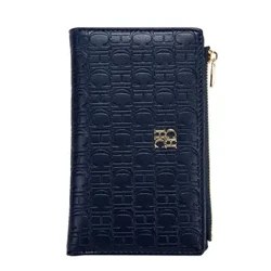 Dompet Koin Panjang Wanita Modis Huruf Mewah Warna Solid Dompet Cilik Simpel Kotak Portabel Tri Lipat Dompet kanggo Wanita