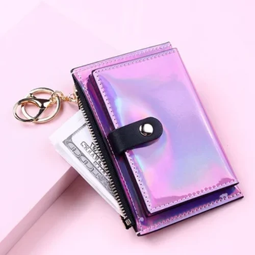 2023 New Laser Women Wallets Fashion Keychain Zipper Coin Purse Mini Small Money Isikhwama Esiphethe Ikhadi Lesikweletu