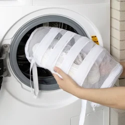 Skor Tvättpåsar Sneaker Mesh Tvättpåse Slitstark dragkedja Skorengöring Tvättmaskin Torktumlare Nätskydd för stickad socksko