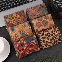 Çok fonksiyonlu fermuarlı yeni retro ahşap damarlı kısa cüzdan, üç katlı toka, erkekler ve kadınlar için unisex taşınabilir kart çantası