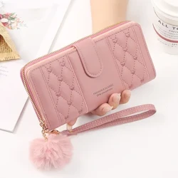 Waled Hir Merched Pu Deiliad Cerdyn Lledr Cynhwysedd Mawr Hasp Zipper Coin Pwrs Aml Trefnydd Cerdyn Ffôn Cell Wristlet Bag llaw