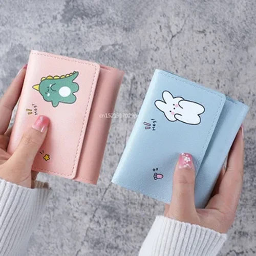 Phụ Nữ Ngắn Dễ Thương Ví Nhỏ Sinh Viên Gấp Gấp Đựng Thẻ Cô Gái Túi ID Đựng Thẻ Ví Đựng Tiền Xu Nữ Ví Hoạt Hình Túi