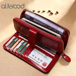 aliwood klassik ayollar 3 katlamali hamyon pul klipi katta sig'imli yuqori sifatli bilaguzuk debriyaj charm uzun hamyon ayol karta ushlagichi