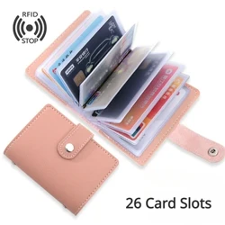 Mới Chống Trộm ID Thẻ Tín Dụng Thời Trang Nữ 26 Thẻ Mỏng Da PU Bỏ Túi Ví Ví túi Dành Cho Nữ Nam Nữ