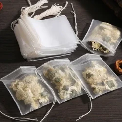 100 Pcs Sekali Pakai Kantong Teh Filter Tas untuk Teh Infuser dengan String Heal Seal, Food Grade Non-woven Kain Spice Filter