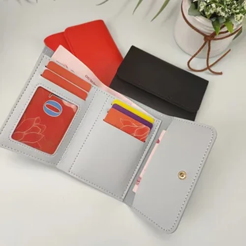 Kadın kısa cüzdan çoklu kart çantası Mini kese moda basit üç kat kısa klip kadın cüzdan taşınabilir bayan bozuk para çantaları