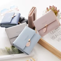 Moda qisqa ayollar hamyoni PU charm ayollar hashamatli to'qmoqli hamyon Hasp kichik hamyon trend tanga hamyoni ayollar karta ushlagichi Monedero