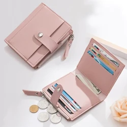 Fashion Wanita Dompet Kulit Wanita Dompet Mini Pengait Solid Multi-Kartu Pemegang Koin Pendek Dompet Slim Kecil Dompet Ritsleting Pengait