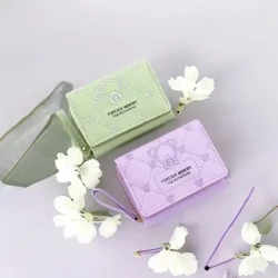 Sød broderi kort mode damepung Broderi Zero Wallet Dame triple fold taske Multikort Stor kapacitet