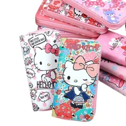 Wanita Gadis Hello Kitty Dompet Jepang Korea Kartun Lucu Ritsleting Panjang Dompet Tas Mahasiswa Wanita Dompet Koin Tas Ponsel Pink