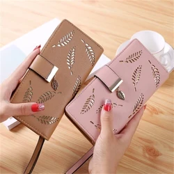 Pambabaeng Wallet PU Hollow Leaf Zipper Mahabang Handbag Matibay Fashion Multifunctional High-capacity Money Handbag Para sa Babae