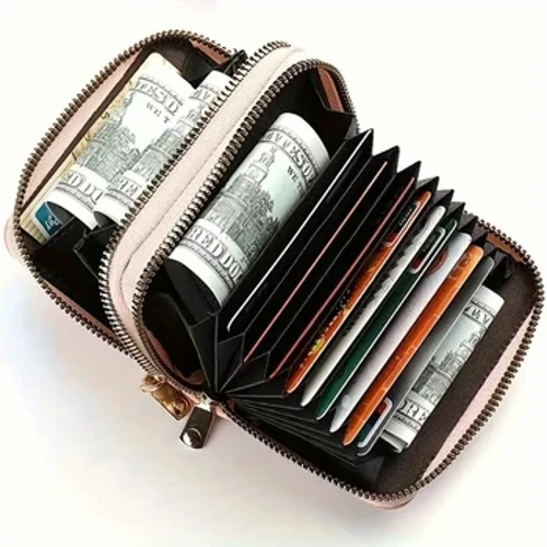 Damesportemonnee met dubbele ritssluiting, mode, korte creditcardhouder met portemonnee met grote capaciteit