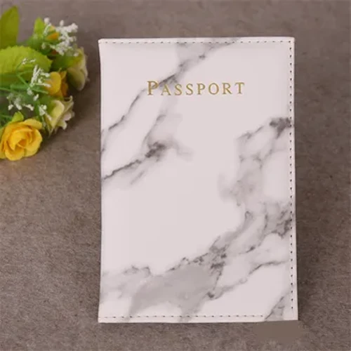 Vintage Marble Passport Holder ID Cover Travel Accessories Portable Bank Card Passport Babae Lalaki Negosyo PU Leather Wallet Case