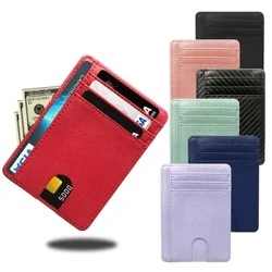 1pc PU leather ID Card Holder Candy Color Bank Credit Card Box Multi Slot Slim Card Case Wallet Women Men Business Card Cover