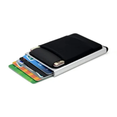 YUECIMIE Portafoglio sottile in alluminio con custodia posteriore elastica Porta carte di credito ID Porta carte di credito mini portafoglio RFID Porta carte di credito pop-up automatico
