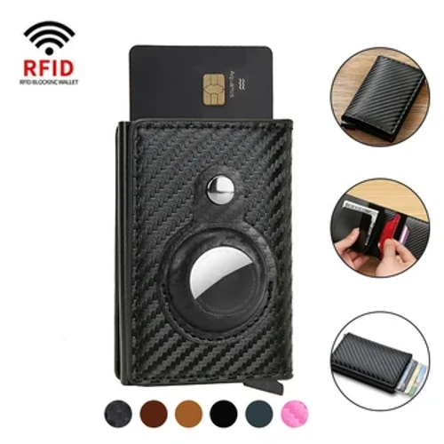 Thẻ Tín Dụng Rfid Ví Cho AirTag Nam Nữ Ví Túi Đựng Tiền Ví Da Cho Apple Air Tag Ví Ví Thông Minh