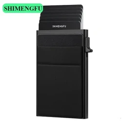 Antitheft Men Id Bank Θήκη πιστωτικής κάρτας Διπλό πορτοφόλι Rfid Blocking Δερμάτινο κουτί αλουμινίου Μεταλλικό τσαντάκι Θήκη για κάρτα