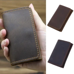 Qo'lda ishlangan Vintage haqiqiy charm erkaklar hamyoni erkaklar hamyoni sigir terisi qisqa karta hamyoni erkaklar pul kliplari uchun pul sumkalari