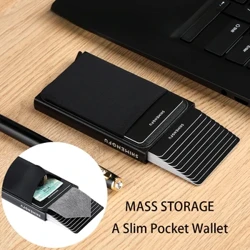 Portafoglio sottile in alluminio con elasticità Custodia posteriore Porta carte di credito ID Mini Portafoglio RFID Porta carte di credito pop-up automatico Borsa da uomo