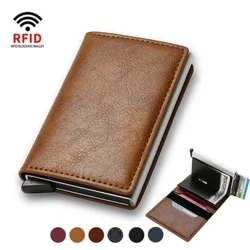 Pinakamataas na Kalidad ng mga Wallet ng Men Money Bag Mini Purse Male Vintage Brown Leather RFID Card Holder Wallet Small Smart Wallet Pocket Walet