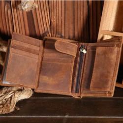 Men Genuine Leather Wallet Credit Card Coin Pocket Mini Money Bag Slim Short Small Purse Minimalist Wallet para sa Lalaki