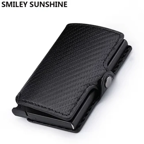 Porta carte Rfid in fibra di carbonio Portafogli da uomo Porta soldi Portamonete con cerniera Portafogli piccoli in pelle Mini Slim Vallet Carteira Masculina