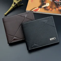 Fir Gearr Leathar Bréagach Bifold Masculina Billetera Sealbhóir Cárta Aitheantais Creidmheasa Sparán Sparán Billfold Clutch Soladach Hombre Gnó caol