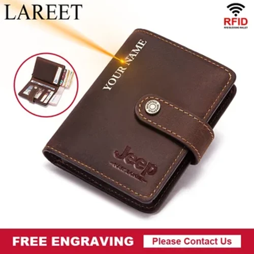 Cartera de cuero genuino para hombre, tarjetero de viaje de lujo, cartera para credenciales, bolso de mano para negocios, monedero pequeño para hombre