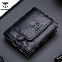 Pánská peněženka Bullcaptain Pánská peněženka z pravé kůže Vintage design Pánský zip Kapesní pouzdro na mince Luxusní sáčky na peníze JYB001