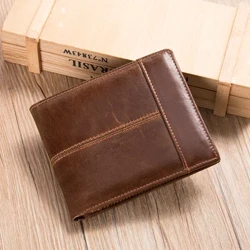 WESTAL Dompet Kulit Asli karo Dompet Dhuwit RFID Dompet kanggo Pria Duit Duit
