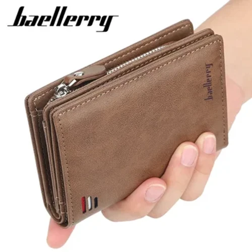 2024 جديد بولي Leather جلد الرجال محافظ سحاب عالي الجودة قصيرة حامل بطاقة التصميم الذكور محفظة Vintage حامل عملة الرجال محافظ