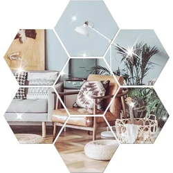 6/12 buc. Autocolant de perete cu oglindă 3D Decal hexagonal Decor pentru casă DIY Autocolant autocolant pentru oglindă Decorare de perete Artă 126 mm mare