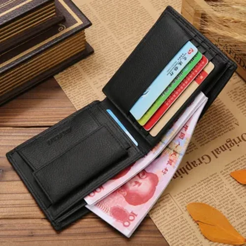 Ví Nam Da Thật 100% Sản Phẩm Cao Cấp Ví Da Bò Thật Cho Nam Ngắn Màu Đen Walet Portefeuille Homme