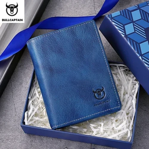 I-BULLCAPTAIN Entsha engu-100% Yesikhwama Sesikhumba Samadoda Esezingeni Eliphezulu Lomkhiqizo Wesikhumba Wabesilisa I-Multifunctional Card Slot Short Wallet QB017