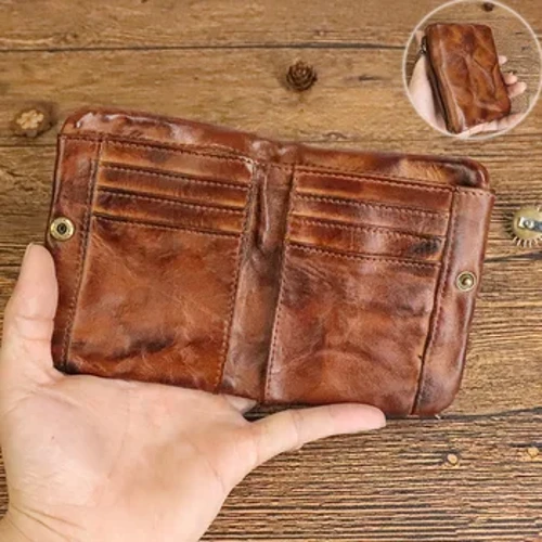 Estilo vintage masculino couro genuíno moeda bolsa carteira com bolso de moeda carteiras curtas pequeno zíper bolsa da juventude com titular do cartão