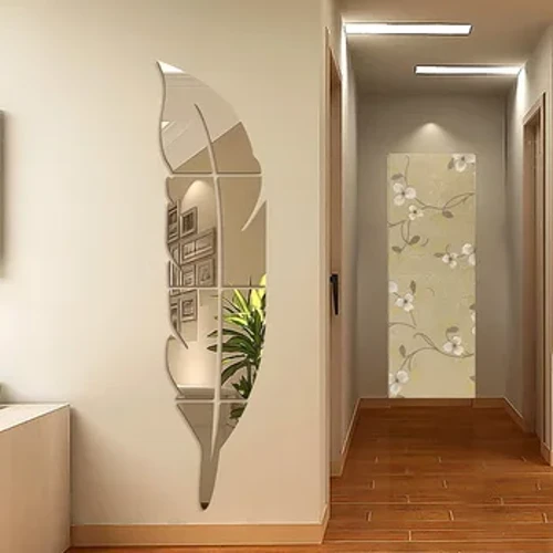Tự Làm Lông Vũ Lông 3D Gương Dán Tường Phòng Khách Nghệ Thuật Trang Trí Nhà Vinyl Decal Acrylic Dán Bức Tranh Tường Trang Trí Treo Tường Giấy Dán Tường