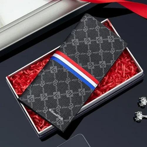 WILLIAMPOLO lederen herenportemonnee mode luxe ontwerp slanke dunne portemonnee zakelijke vouw portemonnee patchwork mannelijke kaarthouder portemonnee