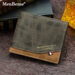 Dompet Pria Baru Pendek Cross Section Pemuda Tri-lipat Dompet Jahitan Bisnis Multi-kertu Ritsleting Dompet Koin Dompet Penutup Paspor