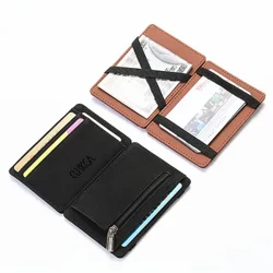 Ví nam mini đựng thẻ Ví có dây kéo Túi đựng tiền xu Slim Magic Ví nam chất lượng Da PU tín dụng Hộp đựng thẻ ngân hàng Ví nam nhỏ