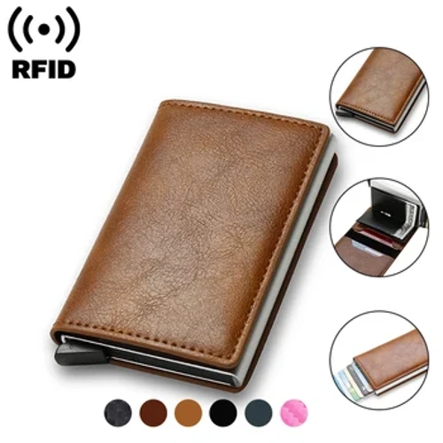 CHỐNG Rfid Thẻ Nam Ví Chủ Thẻ Ngân Hàng Ốp Lưng Da Nhỏ Mỏng Mỏng Magic Ví Mini Thông Minh Tối Giản Ví