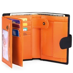 Echtes Leder, RFID-Geldbörse für Herren, Vintage, mit Münzfach, kurze Geldbörsen, Marke, faltbare Standard-Geldbörse mit Kartenhaltern, Herren-Geldbörse