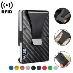 Carbon Fiber Rfid Fa'atupe Fa'aitalafu Tama'ita'i atotupe ato tupe Slim manifinifi Mnimalist atotupe mumu Purses Magic Mini Smart Wallet