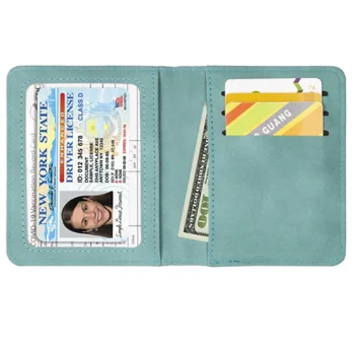 RFID Blocking Card Holder na may Vaccine Card Slot, Bi-fold Travel Slim Wallet para sa Babaeng Lalaki, Minimalist na Business Card Cover Case
