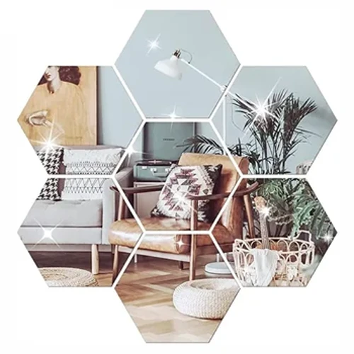 6/12Pcs Hexagono akriliko ispilu hormako eranskailua Etxeko dekorazioa brikolaje aldagarri hexagonal dekorazio ispilu decal Arte apaingarriak Etxerako
